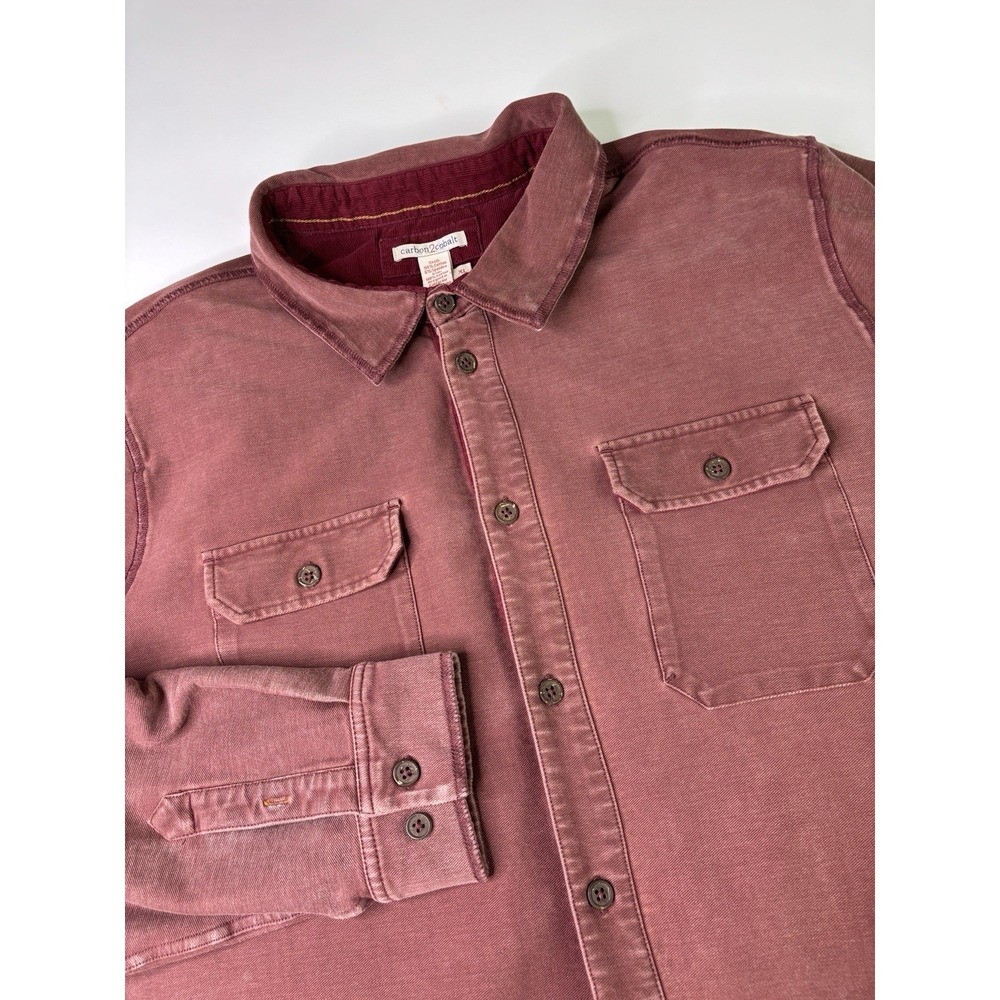 Carbon 2 Cobalt Overshirt Mens XL Maroon Button‎ Up Long Sleeve Shacket Casual